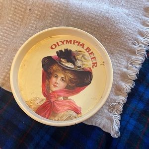 Vintage OLYMPIA Beer "Victorian Lady" Metal Beer Tray - 1972 -